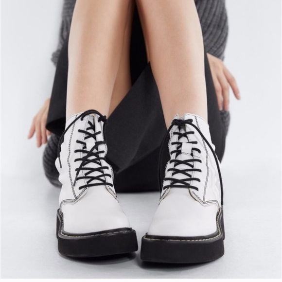 Zara Shoes - Zara White Lace Up Boots